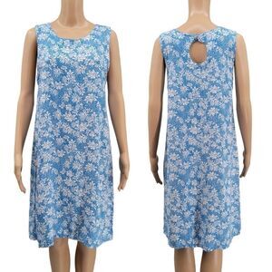ISLAND Beach Blue Midi Dress with White Tropical Floral Pineapple Print